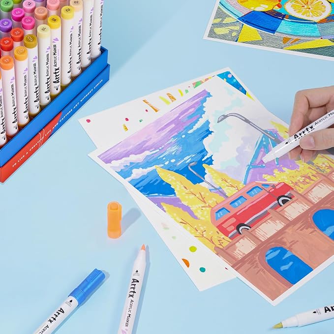 Arrtx Acrylic Paint Pens 60A, Brush Tip Acrylic Markers Set - Image 6