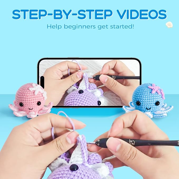 Crochet Kit for Beginners: Make 3 Cute Amigurumi Animals - Image 3