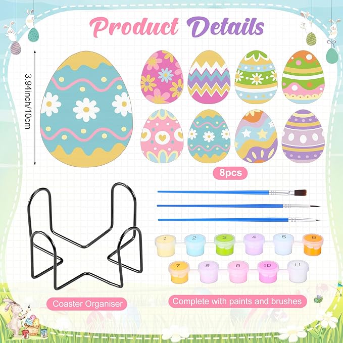 Reallnaive 8 Pcs Easter Eggs Paint by Numbers Kit - Image 3