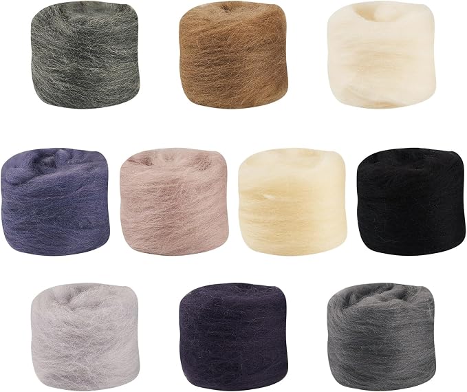 FASHEWELRY 1.76 OZ Needle Felting Wool Roving Black White Gray Nature Wool - Image 7