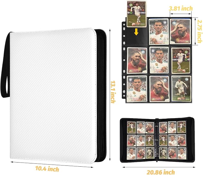 GERMUN 3 Ring 9 Pocket Zipper Card Binder, 720 Double Sided Standard PU Trading - Image 2
