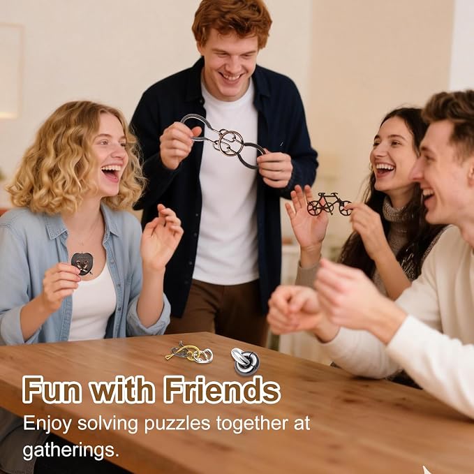 9 PCS Metal Brain Teaser Puzzles Disentanglement Puzzles Lock Puzzle Games Set - Image 4