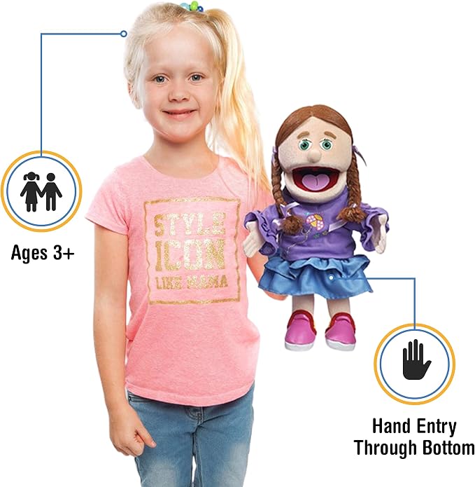 14" Amy, Peach Girl, Hand Puppet - Image 2