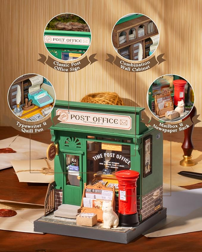 Rolife DIY Mini Building House Miniature Kit-Century Post Office, Miniature - Image 3