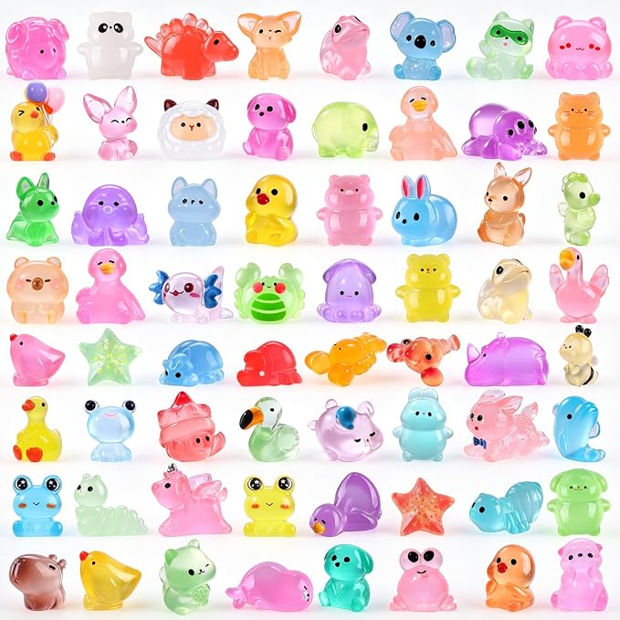 DIYDEC 85PCS Luminous Mini Resin Animals, Tiny Miniatures Figures Glow in The by DIYDEC