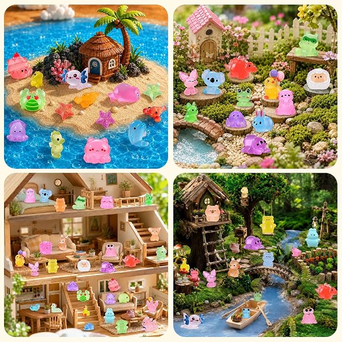 DIYDEC 85PCS Luminous Mini Resin Animals, Tiny Miniatures Figures Glow in The - Image 6
