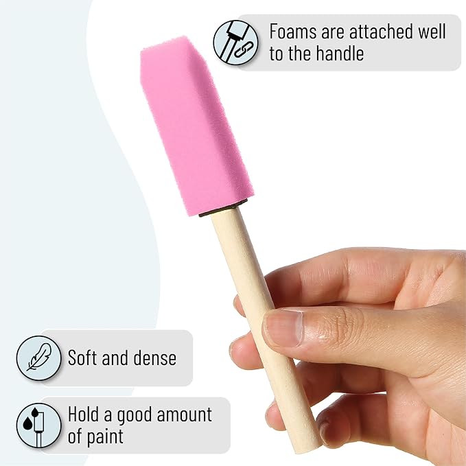 Bates- Foam Paint Brushes with Wood Handle, 1 Inch, 26 Pack, Sponge Brushes - Image 5
