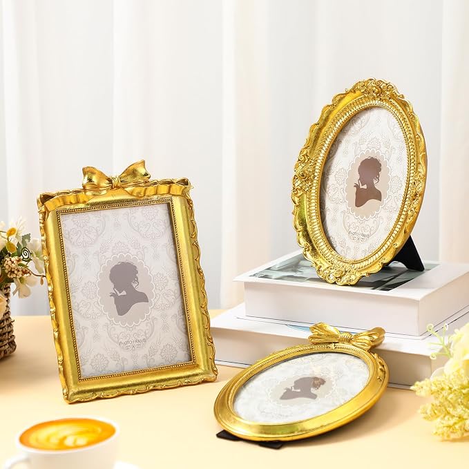 Vicenpal 6 Pcs Tiny Picture Ornate Frames 5 x 7 Inch Small Vintage Oval Picture - Image 2