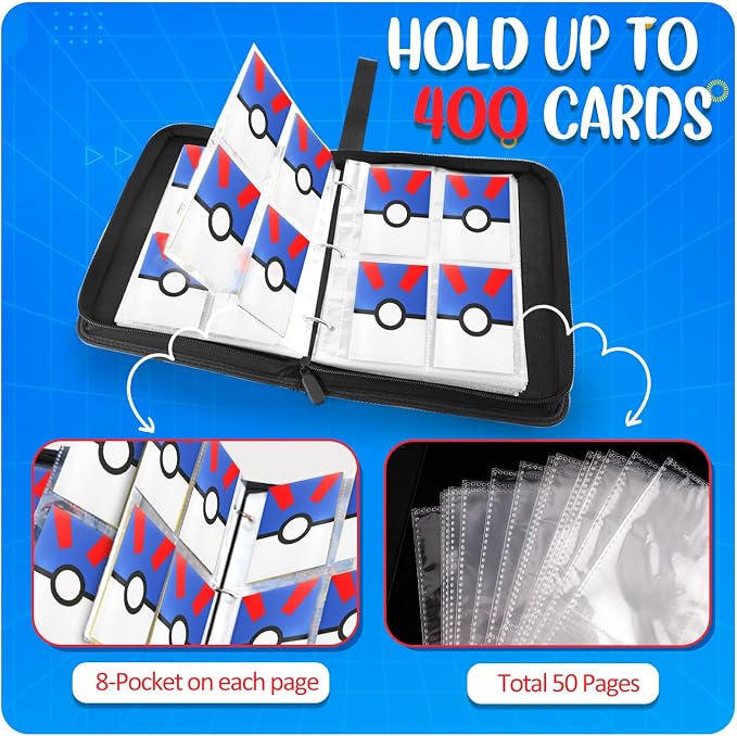 Card Binder 4 Pocket, Trading Card Holder Fits 400 Cards - Image 4