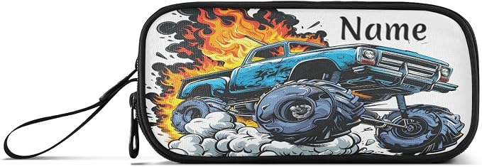 Custom Truck Flame Pencil Case Box Boys Girls Personalized Name Large Pencil - Image 8