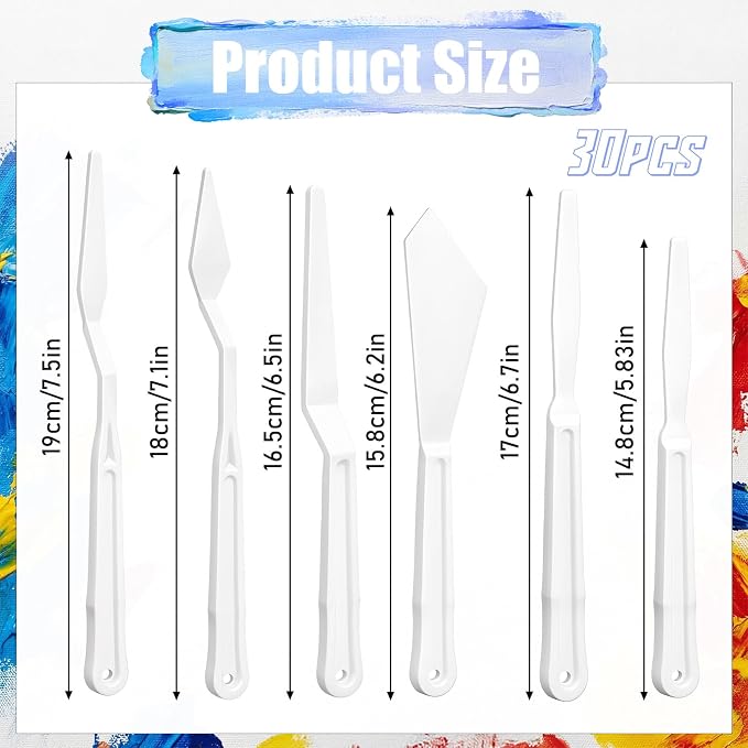 30Pcs Plastic Spatula Palette Knives Painting Knives - Image 2