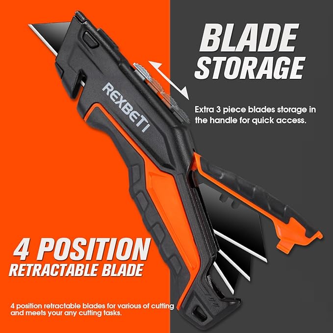 REXBETI 6 Pack Retractable Folding Utility Knife, SK5 Heavy Duty Box Cutter - Image 5