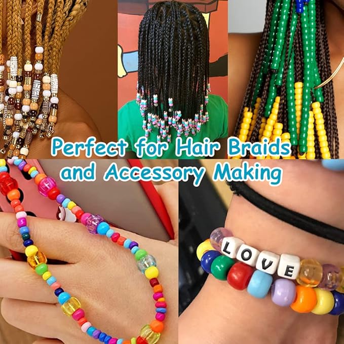 Pony Beads 4000 Pcs, Acrylic Plastic, Cylindrical, Loose Beads - Image 3