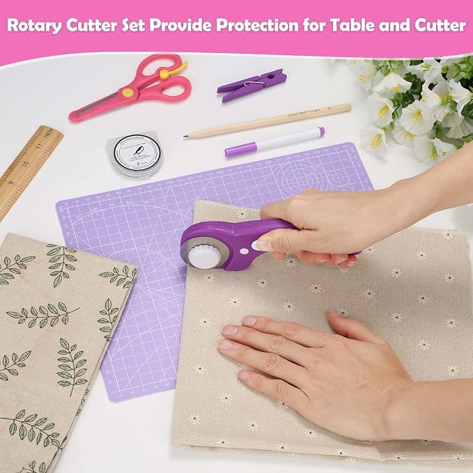 Rotary Fabric Cutter and Mat Set, Audab Self Healing Sewing Mats Shirt Cutter - Image 7