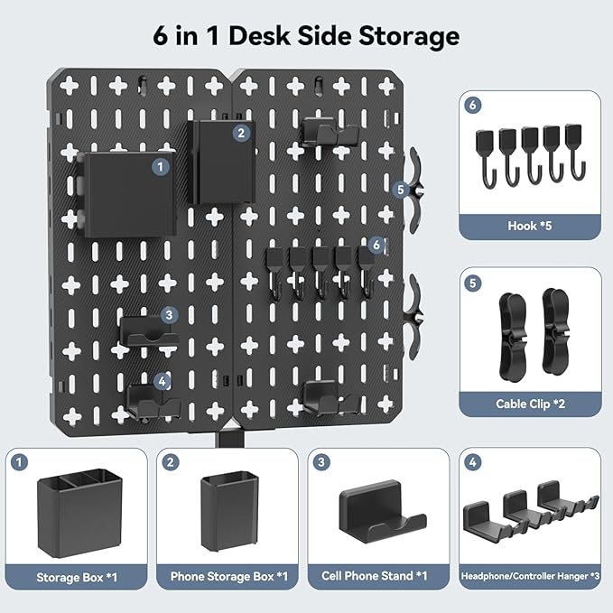KDD 7 in 1 Clamp-on Desk Pegboard - Image 3