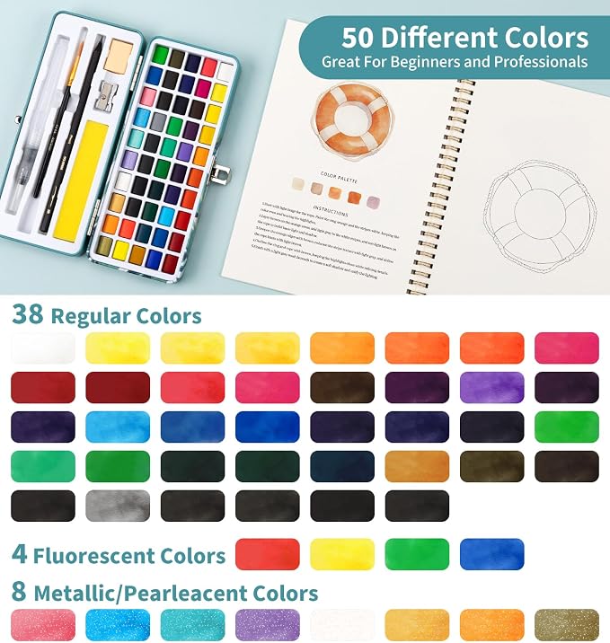 Watercolor Workbook Seaside, Water Coloring Book, 12 Different Patterns of - Image 6