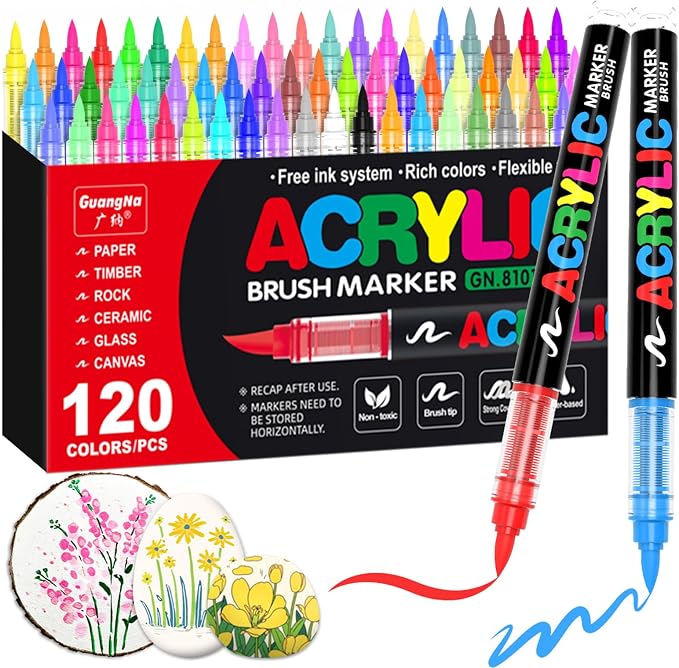 Guangna 120 Colors Acrylic Paint Markers Set - Image 8
