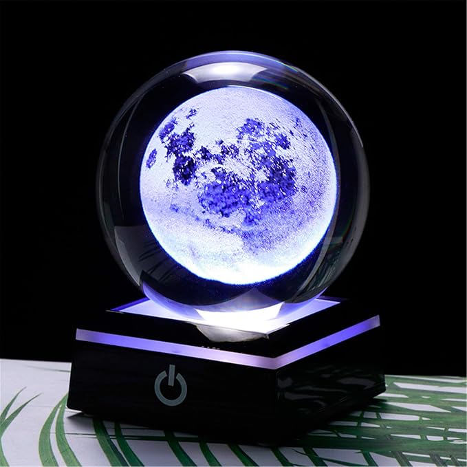 Qianwei 3D Moon Crystal Ball Planet Space Decor Astronomy Science Gift Lamp | by QianweiCrystal