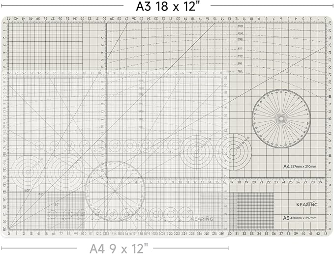 KEARING A3 Self Healing Cutting Mat 12x18 Inch, 3mm Thick Double-Sided - Image 2