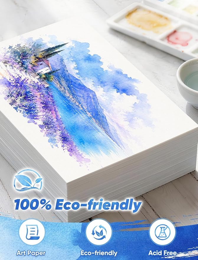 82 Sheets Watercolor Paper Bulk 5"x7", 110lb/230gsm Cold Press Thick Water - Image 4