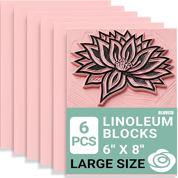 Rubber Linoleum Blocks for Printmaking: 6Pcs 6" x 8" Stamp Carving Kit by YourTrustedCompanionontheCarvingJourney