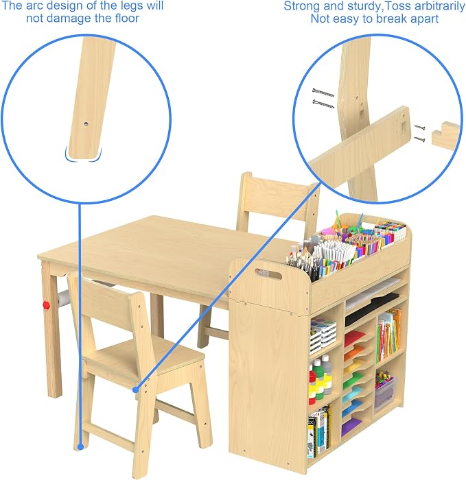 GDLF Kids Art Table and Chairs Set, Craft Desk - Image 7