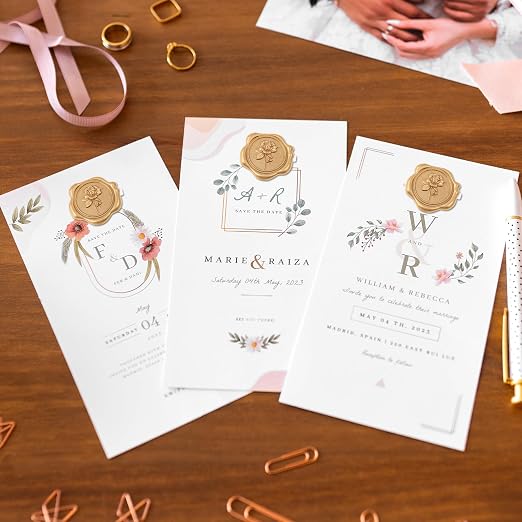 WSICSE Wax Seal Stickers, 60 Pack, Light Gold, 4 Styles | Self-Adhesive - Image 4
