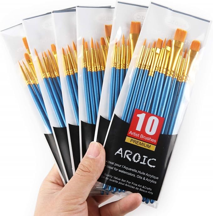 60 Pcs Acrylic Paint Brush Set, Oil & Watercolor - Image 4