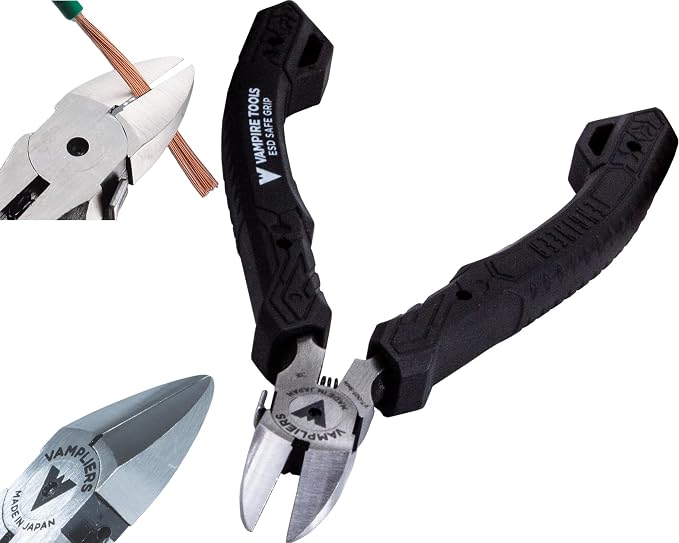VAMPLIERS 4.75" Precision Flush Cutters. Made in Japan. Professional Grade Side by VampireToolsInc