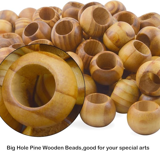 Natural Wooden Beads, 100 Pieces 20mm Diameter Round Loose Spacer Beads Large - Image 4
