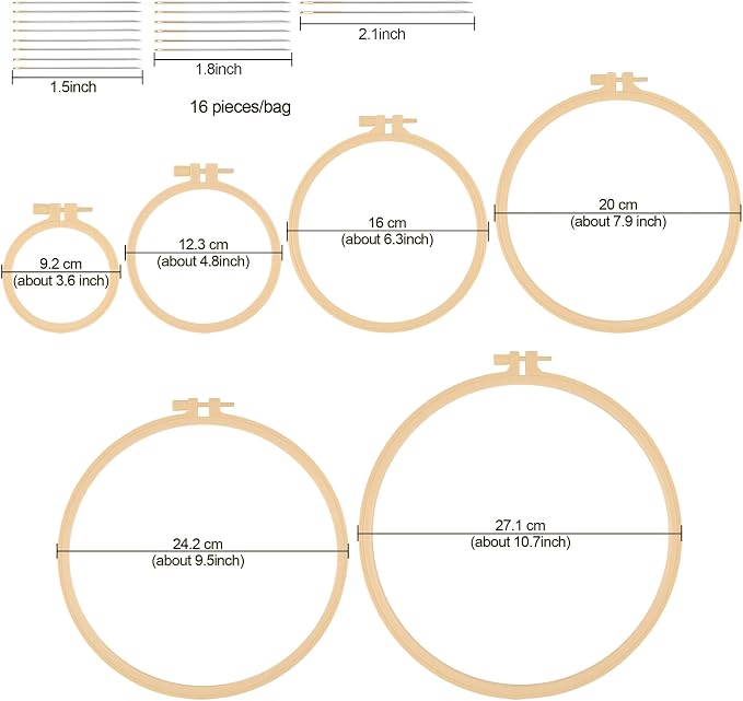 6 Pcs Embroidery Hoop 6 Size, Round Plastic Cross Stitch Hoop - Image 2