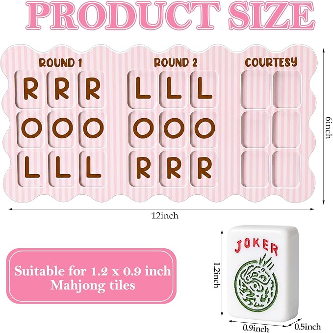 Solo Mahjong Practice Board 12 x 6 Inch Pink Stripe Mahjong Practice Board - Image 2