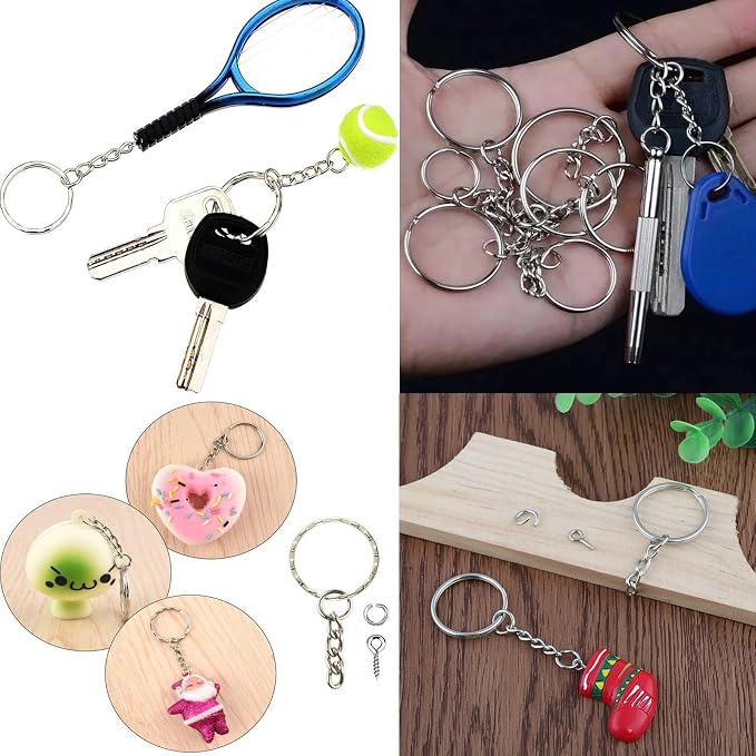 100Sets 1 inch Keychain Rings Silver Split Round Key Ring - Image 6