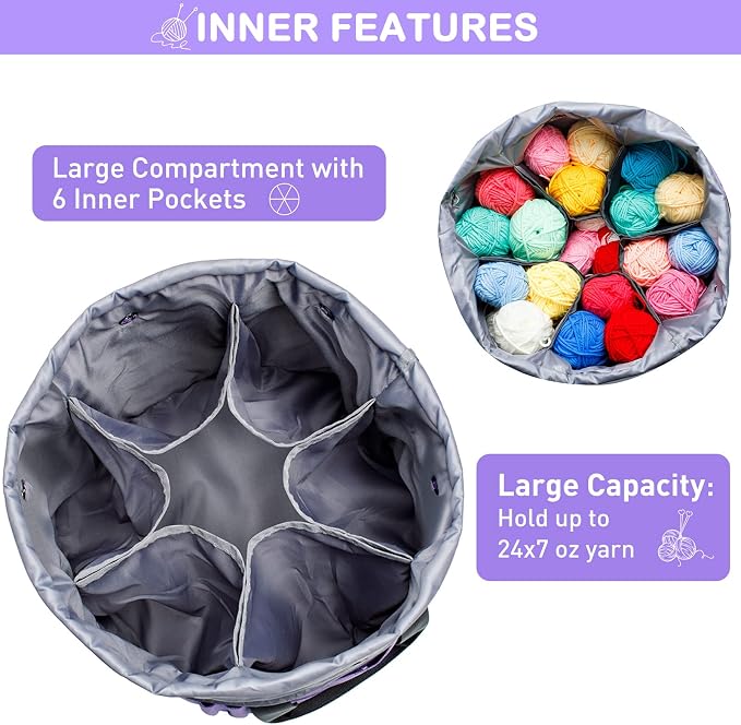 MYBAGZING Expandable Yarn Storage Organizer, Crochet Bag & Yarn Tote - Image 3