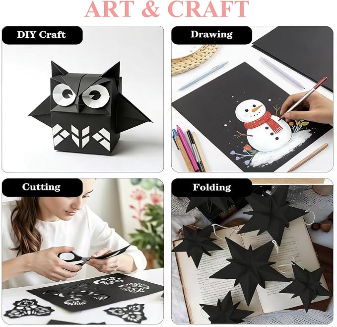 300 Sheets Arts Craft Paper for Drawing 18” x 24” Black Construction Paper for - Image 6