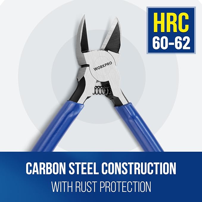 WORKPRO 2 Pack Wire Cutters, 6 Inch Precision Flush Cutters, Spring Loaded Side - Image 2