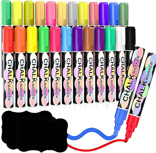 Liquid Chalk Markers for Blackboard, 24 colors Erasable Chalk Markers Pen for by Celepen