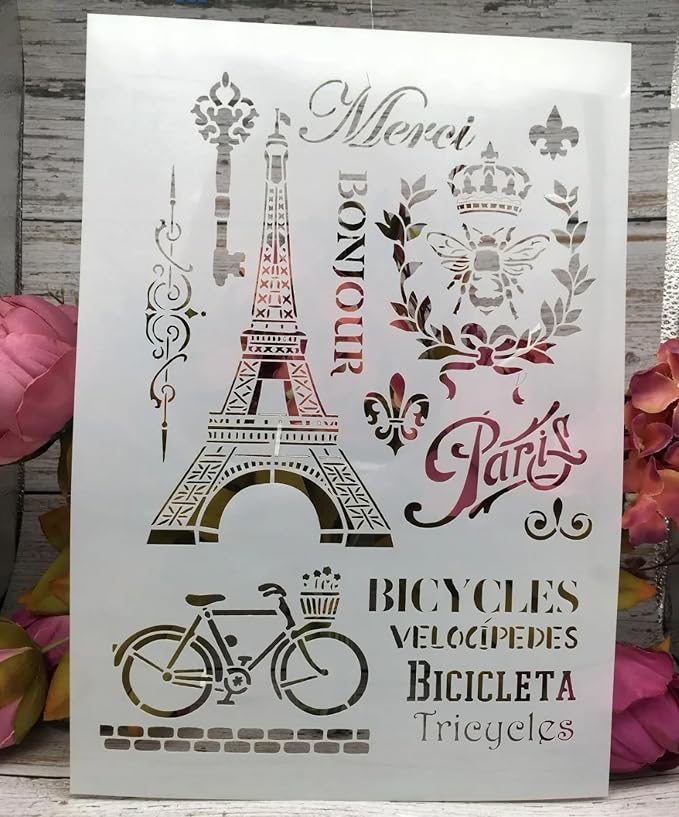TIAMECH A4 Reusable Vintage Tower Bicycle Stencil - Image 7