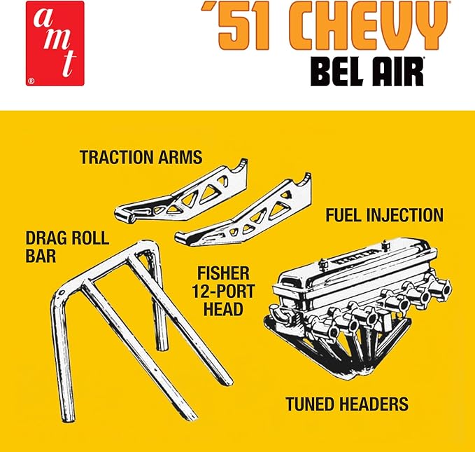 AMT Skill 2 Model Kit 1951 Chevrolet Bel Air 2-in-1 Kit Retro Deluxe Edition - Image 3