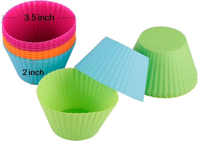 Webake Jumbo Silicone Muffin Cups, 3.5 Inch Nonstick Cupcake Liners 12-Pack | - Image 4
