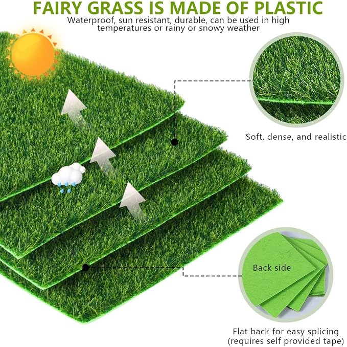 KISEER 6 Pack Fairy Garden Grass 6 x 6 Inches Miniature Artificial Craft Grass - Image 3
