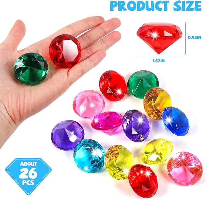 Niceup 56pcs Heart and Diamond Diving Gems 1.57in Tressure Box Easter Egg - Image 3