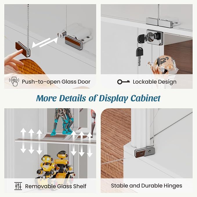 Dystler Display Cabinet with Glass Doors, RGB Lights - Image 7