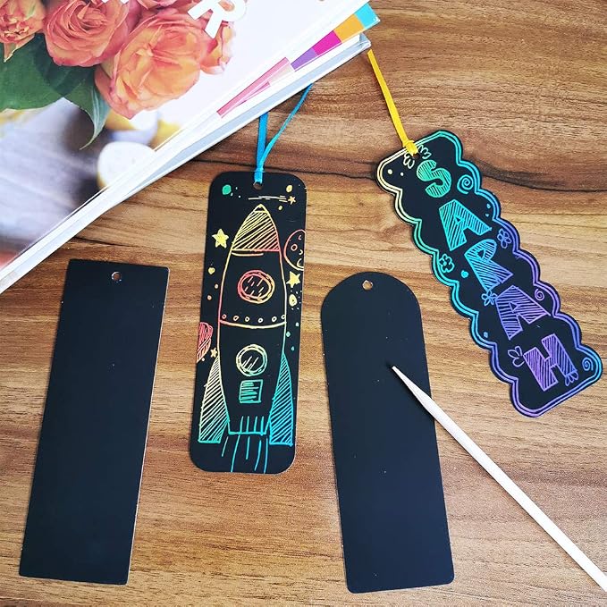 Supla 36 Sets 4 Style Magic Scratch Rainbow Bookmarks Making Kit - Image 6