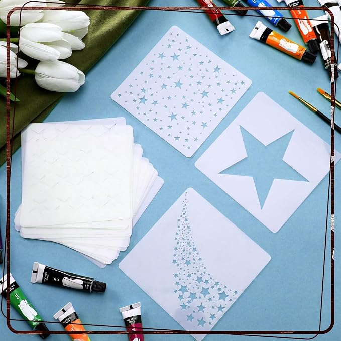 Junkin 20 Pcs Stencil for Painting Stencil Reusable DIY Drawing Template - Image 3