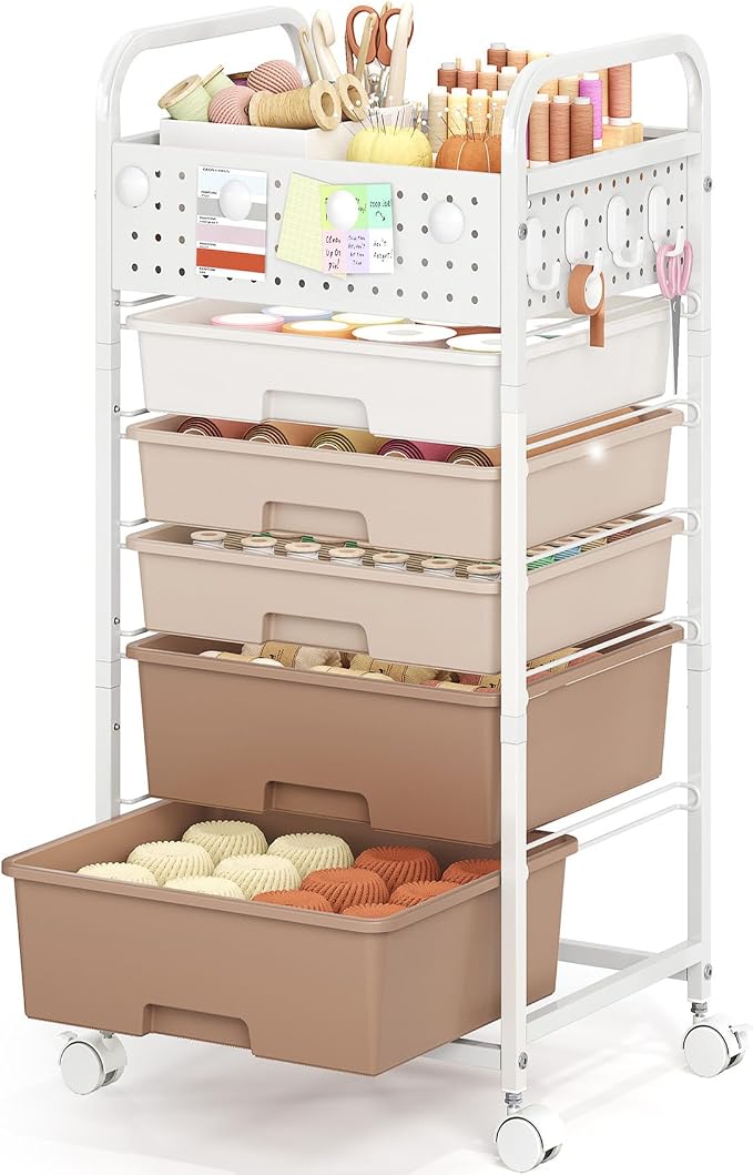 5 Drawer Rolling Storage Cart by SYKIARIOL