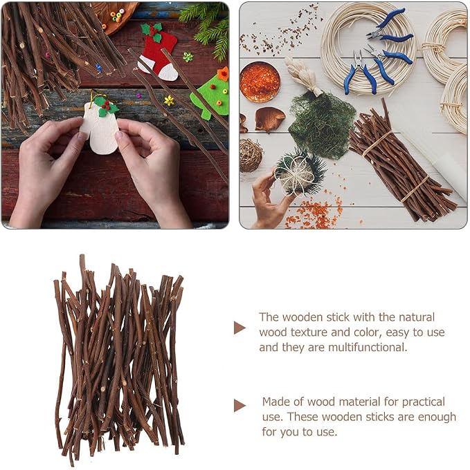 DOITOOL 50pcs Natural Wood Sticks - Image 2