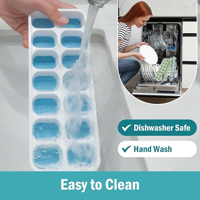 3 Pack Ice Cube Trays with Lid for Freezer, Flexible Silicone Bottom for Easy - Image 5