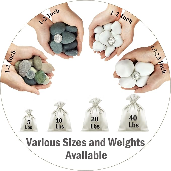 FANTIAN 5 lbs White Pebbles for Indoor Plants, Polished River Rocks, 1.5-2.5 - Image 2