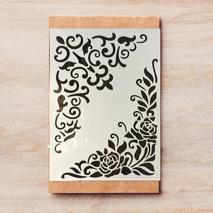 TIAMECH A4 Reusable Vintage Floral Edge Stencil - Image 2